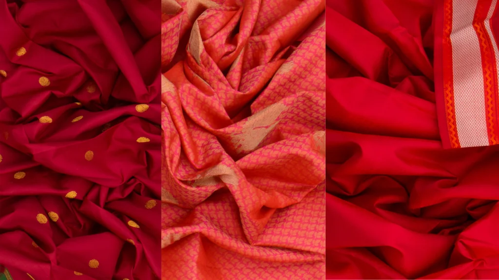 This is the red color collections of kanchipuram silk sarees 