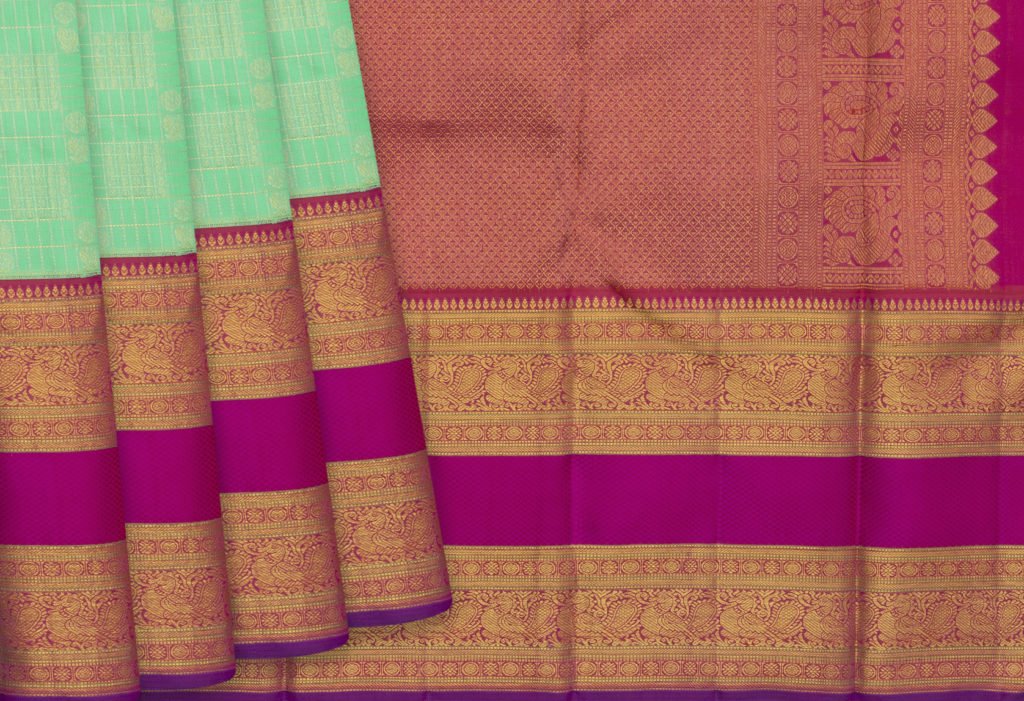 The interlocking weave in a plain korvai saree is often detected by touch rather than sight.